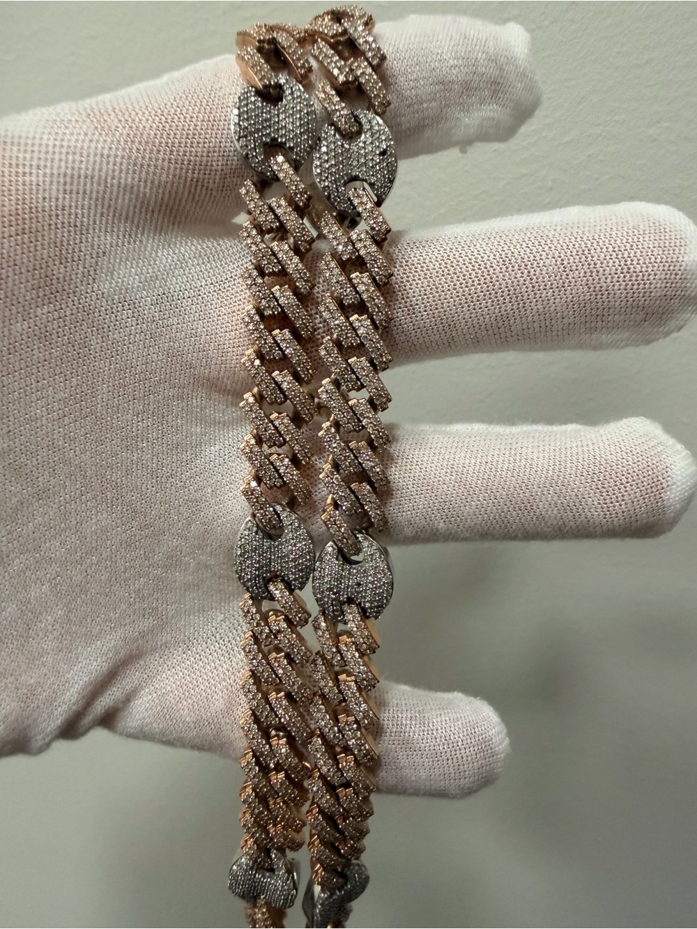 Rose Gold & Silver Pave Cuban Link Necklace - Luxury Jewelry - Picture 4 of 5